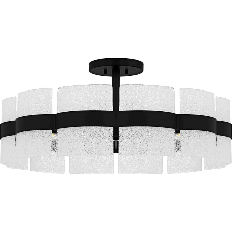 Quoizel Sweeney 6Lt Semi-Flush Mount, Black/Clear/White Sand Inside