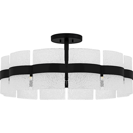 Quoizel Sweeney 6Lt Semi-Flush Mount, Black/Clear/White Sand Inside