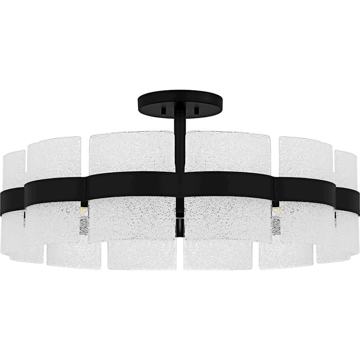 Quoizel Sweeney 6Lt Semi-Flush Mount, Black/Clear/White Sand Inside