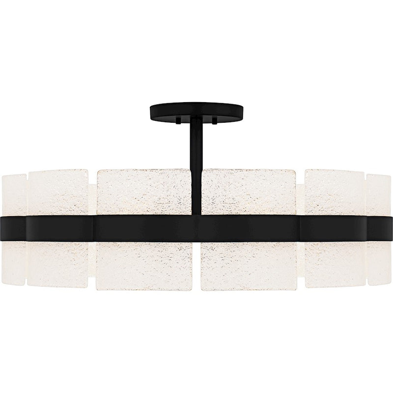 Quoizel Sweeney 6Lt Semi-Flush Mount, Black/Clear/White Sand Inside