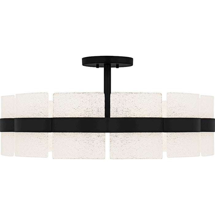 Quoizel Sweeney 6Lt Semi-Flush Mount, Black/Clear/White Sand Inside