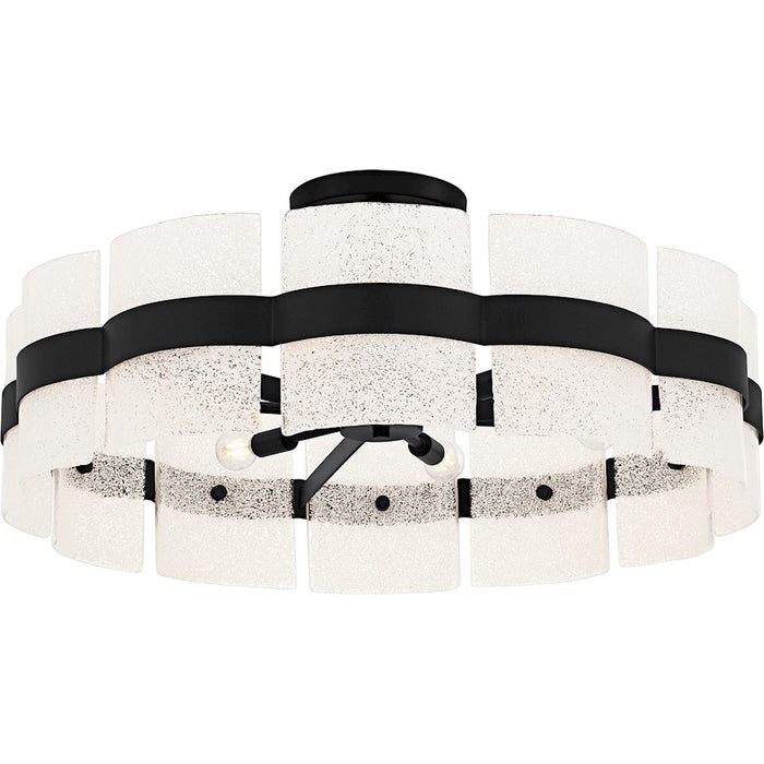 Quoizel Sweeney 6Lt Semi-Flush Mount, Black/Clear/White Sand Inside