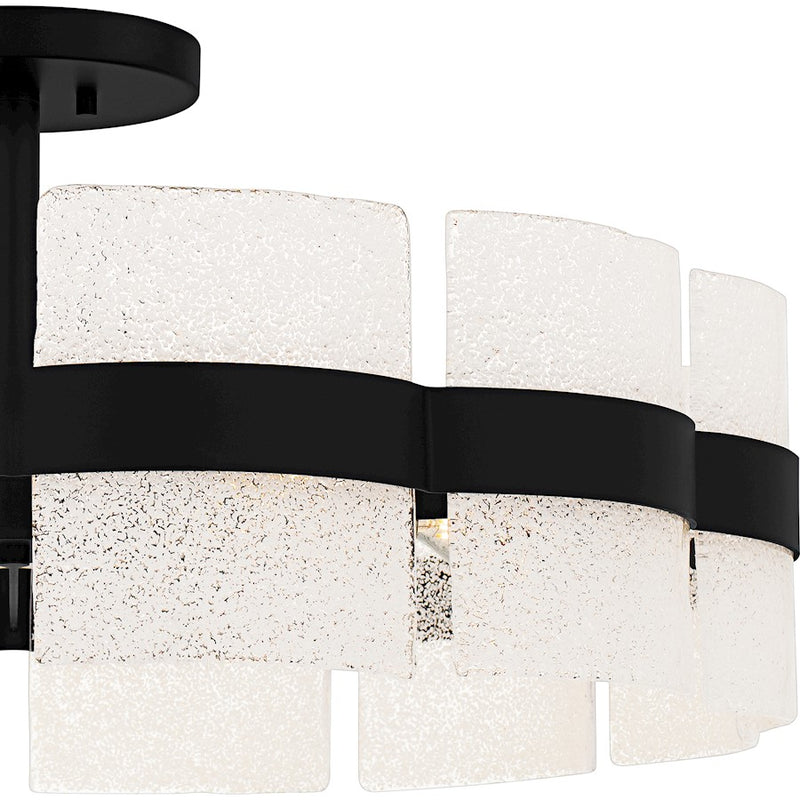 Quoizel Sweeney 6Lt Semi-Flush Mount, Black/Clear/White Sand Inside