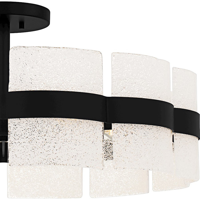 Quoizel Sweeney 6Lt Semi-Flush Mount, Black/Clear/White Sand Inside