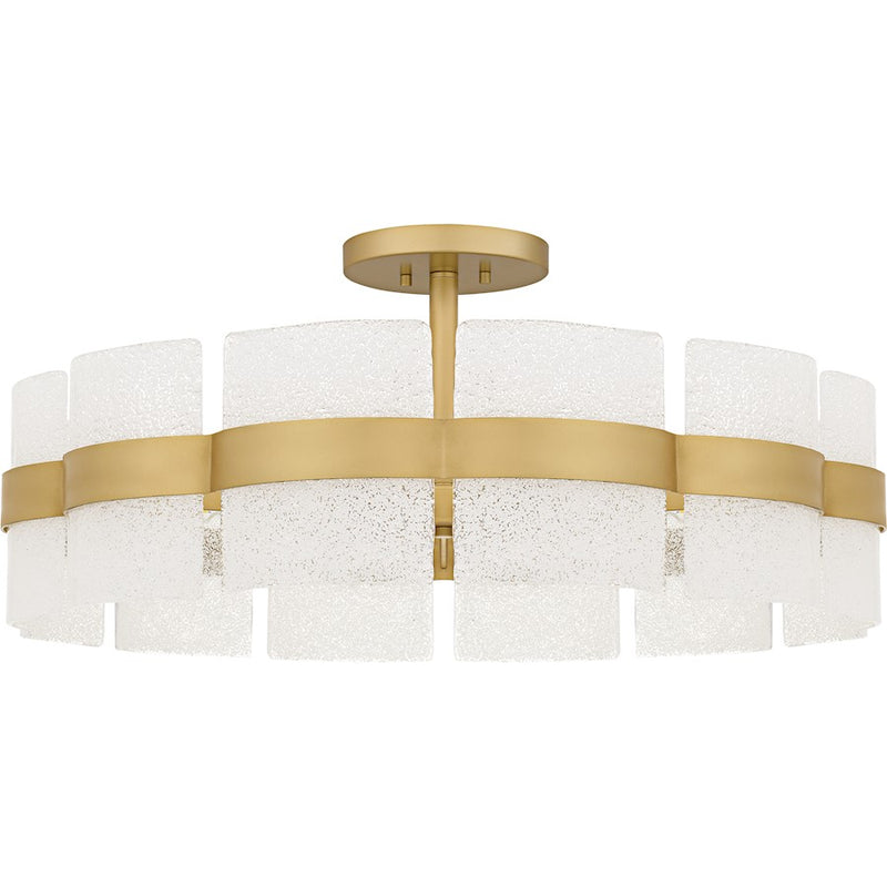 Quoizel Sweeney 6Lt Semi-Flush Mount, Gold/Clear/White Sand Inside
