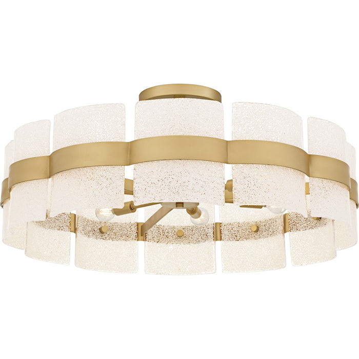 Quoizel Sweeney 6Lt Semi-Flush Mount, Gold/Clear/White Sand Inside