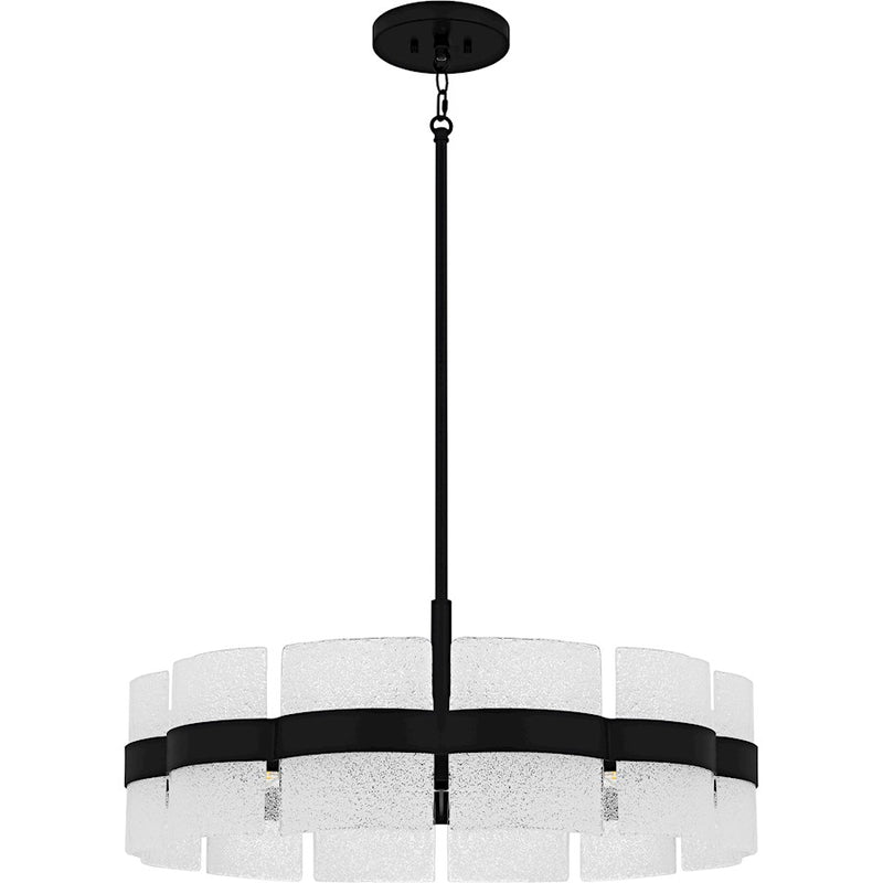 Quoizel Sweeney 6Lt Pendant, Black/Clear /White Sand Inside