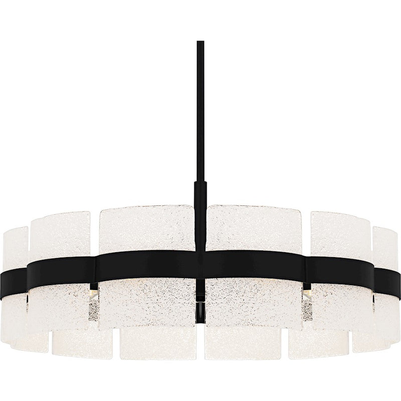 Quoizel Sweeney 6Lt Pendant, Black/Clear /White Sand Inside
