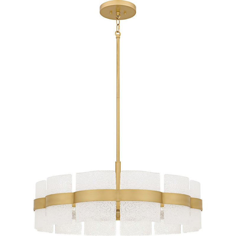Quoizel Sweeney 6Lt Pendant, Soft Gold/Clear /White Sand Inside
