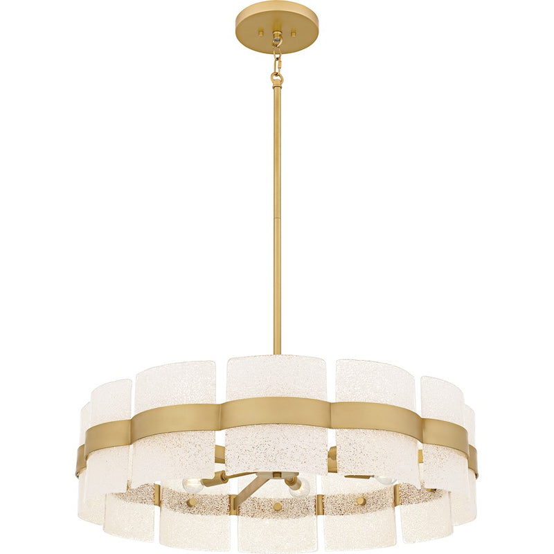 Quoizel Sweeney 6Lt Pendant, Soft Gold/Clear /White Sand Inside