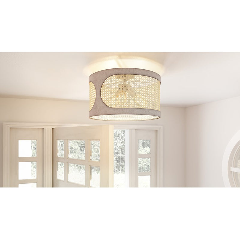 Quoizel Syrah 3 Light Semi-Flush Mount, Brushed Nickel/Rattan