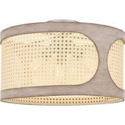 Quoizel Syrah 3 Light Semi-Flush Mount, Brushed Nickel/Rattan