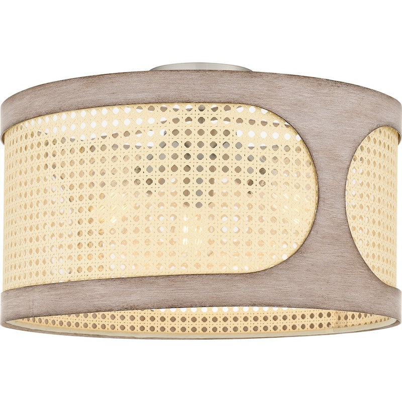 Quoizel Syrah 3 Light Semi-Flush Mount, Brushed Nickel/Rattan