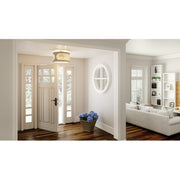 Quoizel Syrah 3 Light Semi-Flush Mount, Brushed Nickel/Rattan