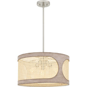 Quoizel Syrah 3 Light Pendant, Brushed Nickel/Rattan