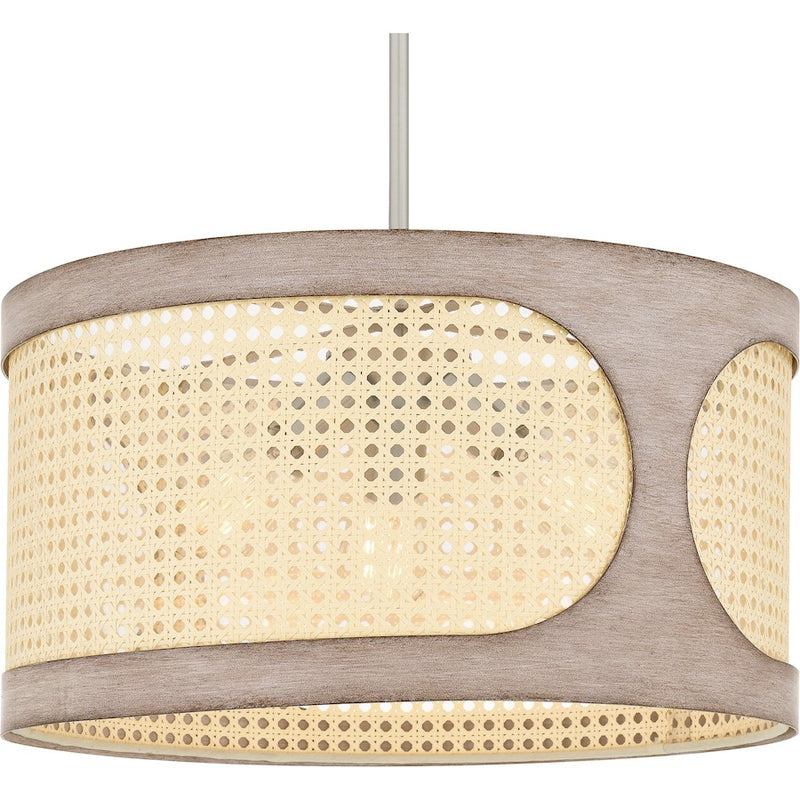 Quoizel Syrah 3 Light Pendant, Brushed Nickel/Rattan
