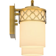 Quoizel Tenley 15in 2-Light Vanity Light | Modern Aged Brass Steel and Opal Etched Glass | Bathroom Vanity & Powder Room | Model TEN8615AB