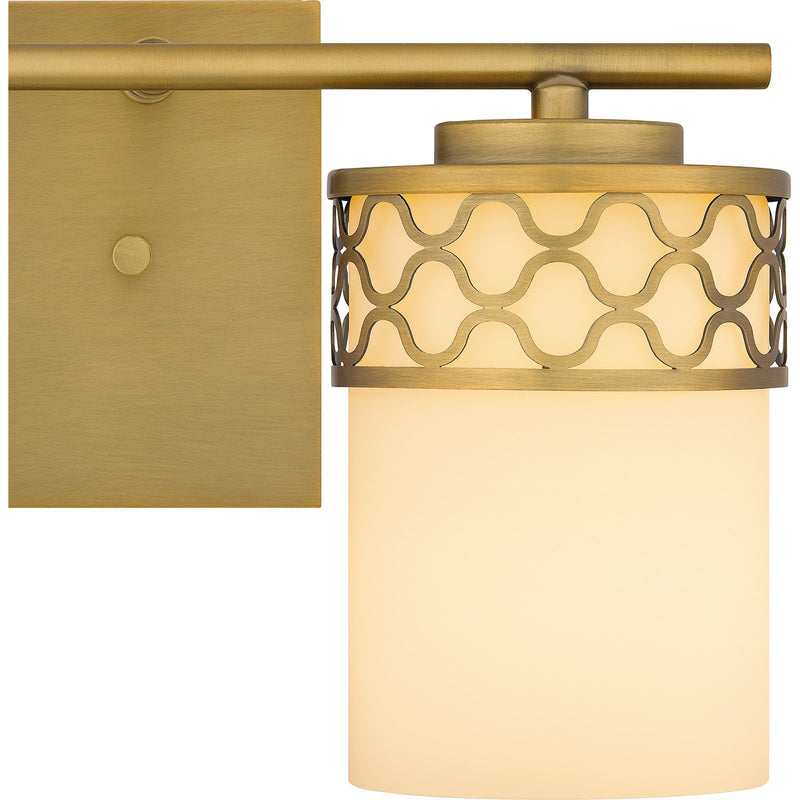 Quoizel Tenley 15in 2-Light Vanity Light | Modern Aged Brass Steel and Opal Etched Glass | Bathroom Vanity & Powder Room | Model TEN8615AB