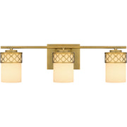 Quoizel Tenley 24in 3-Light Vanity Light | Modern Aged Brass Steel and Opal Etched Glass | Bathroom Vanity & Powder Room | Model TEN8624AB