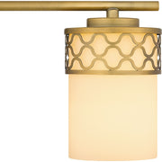 Quoizel Tenley 24in 3-Light Vanity Light | Modern Aged Brass Steel and Opal Etched Glass | Bathroom Vanity & Powder Room | Model TEN8624AB