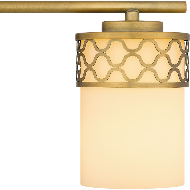 Quoizel Tenley 24in 3-Light Vanity Light | Modern Aged Brass Steel and Opal Etched Glass | Bathroom Vanity & Powder Room | Model TEN8624AB