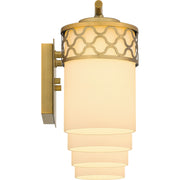 Quoizel Tenley 32in 4-Light Vanity Light | Modern Aged Brass and Opal Etched Glass | Bathroom Vanity | 32 x 6 x 7.5 in | Model TEN8632AB
