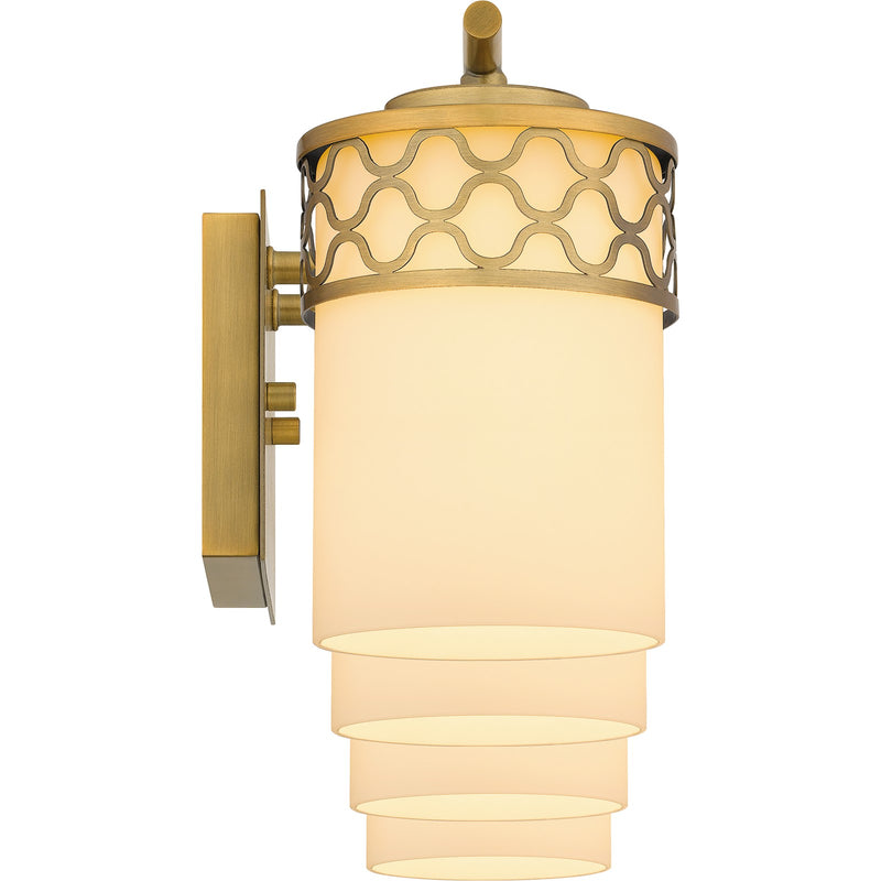 Quoizel Tenley 32in 4-Light Vanity Light | Modern Aged Brass and Opal Etched Glass | Bathroom Vanity | 32 x 6 x 7.5 in | Model TEN8632AB