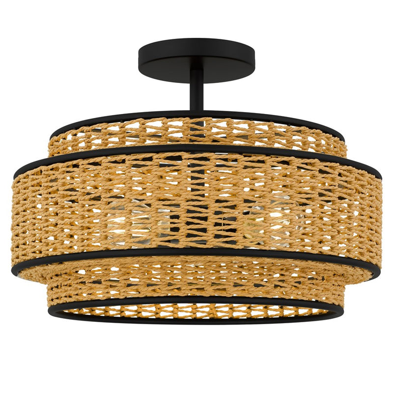 Quoizel Teton 3-Lt Matte Black Semi-Flush Mount, Matte Black - TET1716MBK
