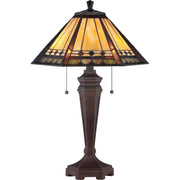 Quoizel Arden 23in 2-Light Table Lamp | Transitional Russet and Multicolor Art Glass | Bedroom & Living Room Accent | Model TF1135T