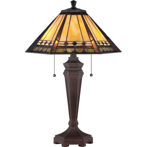Quoizel Arden 23in 2-Light Table Lamp | Transitional Russet and Multicolor Art Glass | Bedroom & Living Room Accent | Model TF1135T