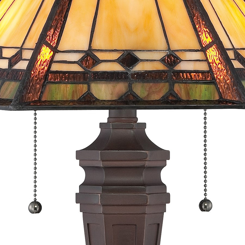 Quoizel Arden 23in 2-Light Table Lamp | Transitional Russet and Multicolor Art Glass | Bedroom & Living Room Accent | Model TF1135T