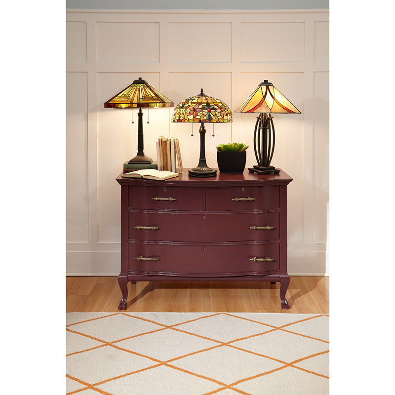 Quoizel Asheville 25in 2-Light Table Lamp | Traditional Valiant Bronze and Multicolor Art Glass | Bedroom & Living Room Accent | Model TF1180TVA