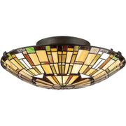 Quoizel 2 Light Tiffany Flush Mount in Vintage Bronze