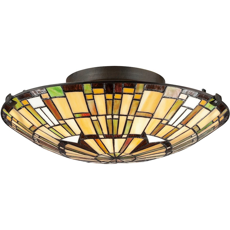 Quoizel 2 Light Tiffany Flush Mount in Vintage Bronze