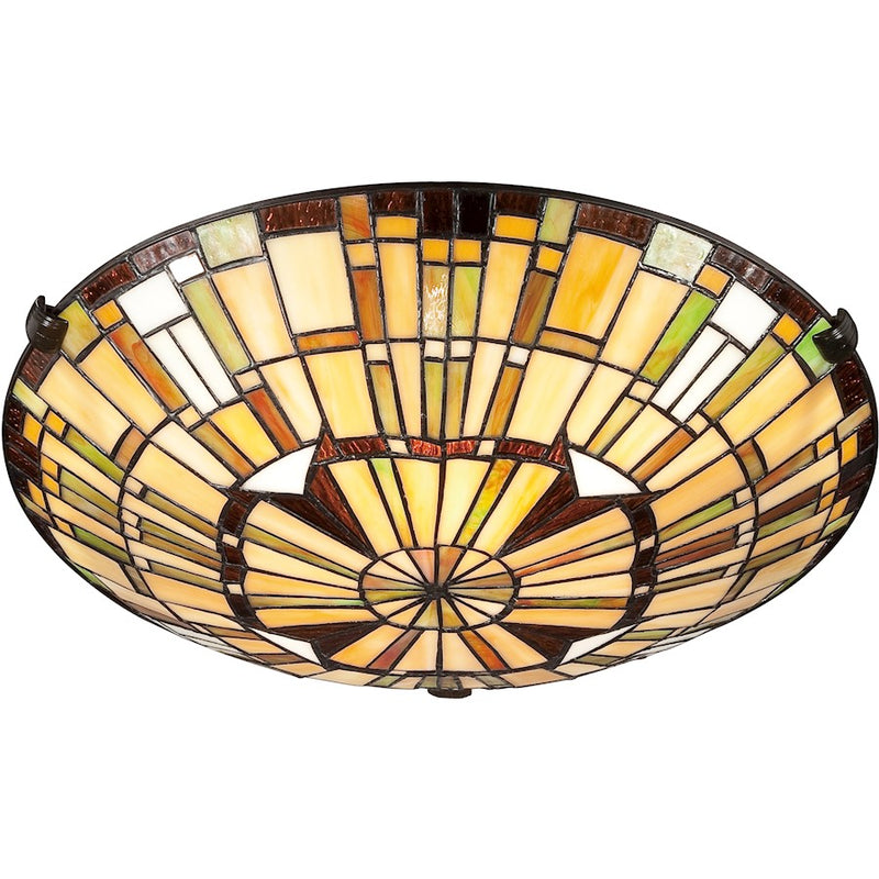 Quoizel 2 Light Tiffany Flush Mount in Vintage Bronze