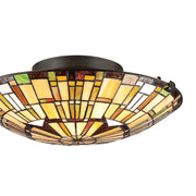 Quoizel 2 Light Tiffany Flush Mount in Vintage Bronze