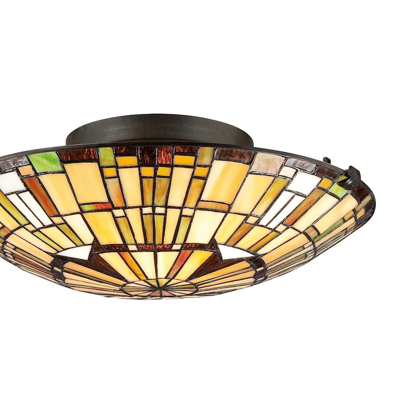 Quoizel 2 Light Tiffany Flush Mount in Vintage Bronze