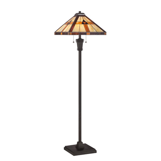 Quoizel Bryant 60in 2-Light Floor Lamp | Craftsman Vintage Bronze and Multicolor Art Glass | Living Room & Bedroom | Model TF1427F