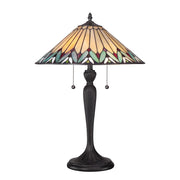 Quoizel Pearson 16in 2-Light Table Lamp | Tiffany Bronze and Multicolor Art Glass | Bedroom & Living Room | 16 x 16 x 23 in | Model TF1433T