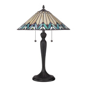 Quoizel Pearson 16in 2-Light Table Lamp | Tiffany Bronze and Multicolor Art Glass | Bedroom & Living Room | 16 x 16 x 23 in | Model TF1433T