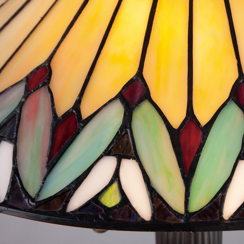 Quoizel Pearson 16in 2-Light Table Lamp | Tiffany Bronze and Multicolor Art Glass | Bedroom & Living Room | 16 x 16 x 23 in | Model TF1433T