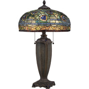 Quoizel Lynch 16in 2-Light Table Lamp | Tiffany Multicolor Art Glass | Bedroom & Living Room | 15.5 x 15.5 x 26 in | Model TF1487T