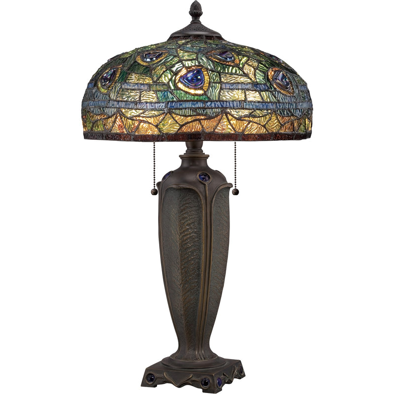 Quoizel Lynch 16in 2-Light Table Lamp | Tiffany Multicolor Art Glass | Bedroom & Living Room | 15.5 x 15.5 x 26 in | Model TF1487T