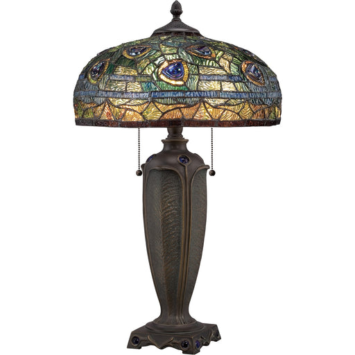 Quoizel Lynch 16in 2-Light Table Lamp | Tiffany Multicolor Art Glass | Bedroom & Living Room | 15.5 x 15.5 x 26 in | Model TF1487T