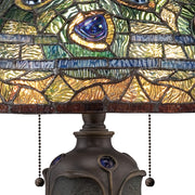 Quoizel Lynch 16in 2-Light Table Lamp | Tiffany Multicolor Art Glass | Bedroom & Living Room | 15.5 x 15.5 x 26 in | Model TF1487T