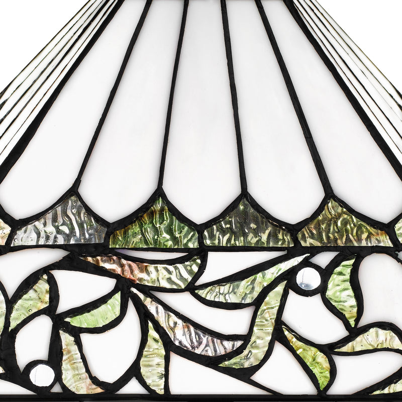 Quoizel Galahad 14in 2-Light Table Lamp | Traditional Matte Black and Multicolor Art Glass | Bedroom & Home Office | Model TF16135MBK