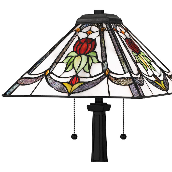Quoizel Collingwood 2 Light 23" Table Lamp, Black/Multicolor Art