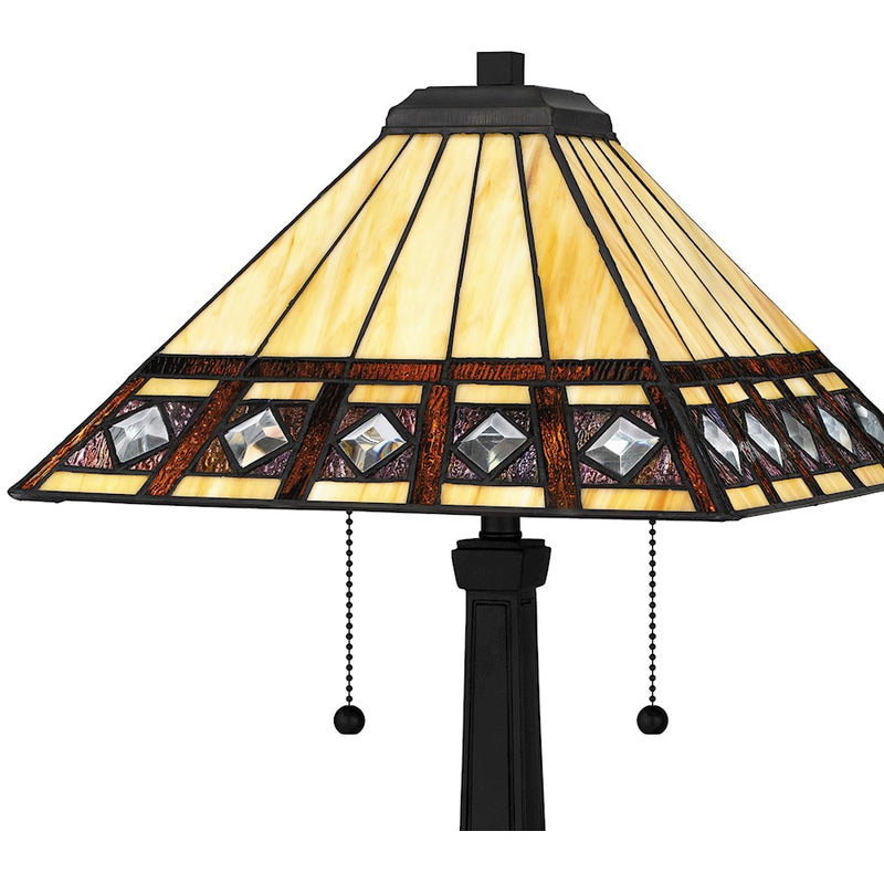 Quoizel Chardonnay 2 Light 23" Table Lamp, Black/Multicolor Art