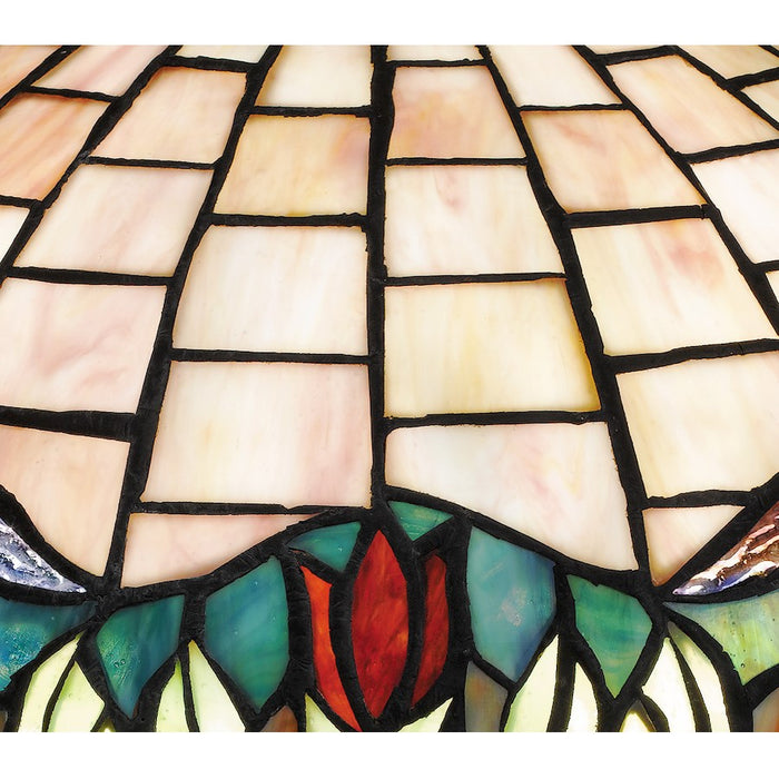 Quoizel Tiffany 3 Light Table Lamp, Matte Black/Multicolor Art
