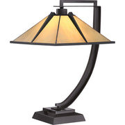 Quoizel Pomeroy 15in 1-Light Table Lamp | Traditional Western Bronze and Multicolor Art Glass | Bedroom & Living Room | Model TF1791TWT